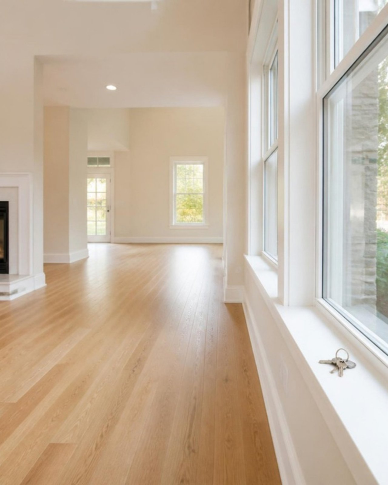 Clean home with house keys on the window sill