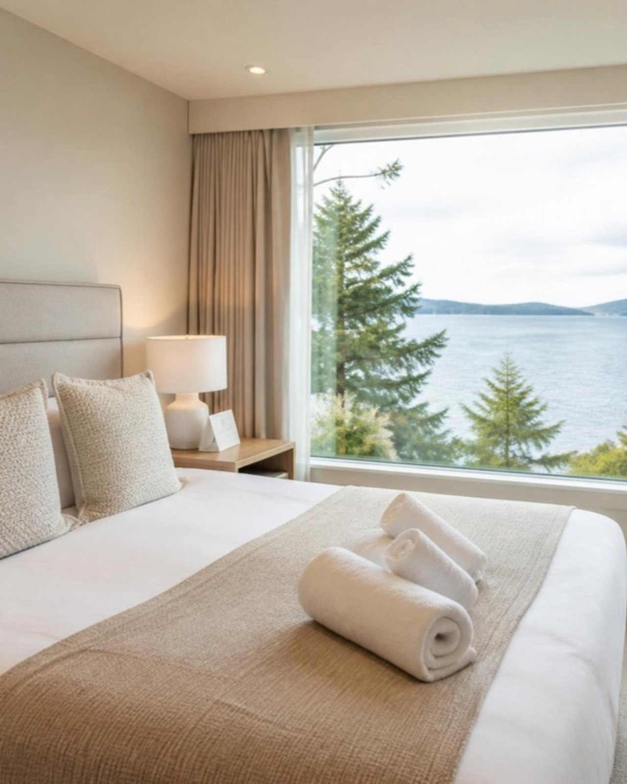 Vacation rental bedroom with ocean view